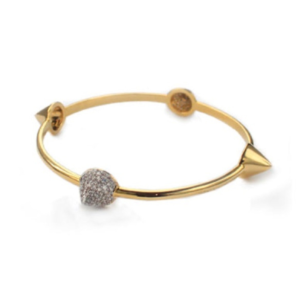 nOir JEWELRY Pyramid Cone Bangle Bracelet in gold